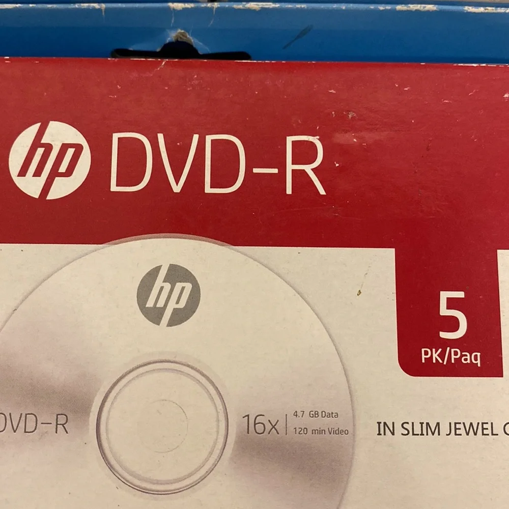 HP DVD-R 5 pk set if 5 boxes 16x 4.7 GB 120 min disks